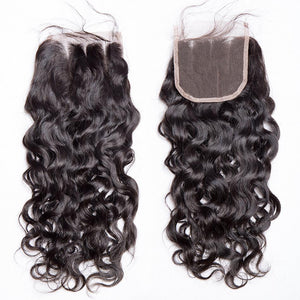 Volys Virgo Raw Indian Virgin Human Hair Weave Water Wave 3 Bundles With Lace Closure-closure show