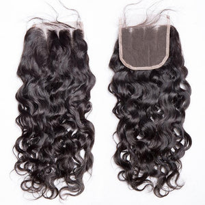 Wet And Wavy Virgin Brazilian Hair 3 Bundles Water Wave With Lace Closure 100 Human Hair Weave