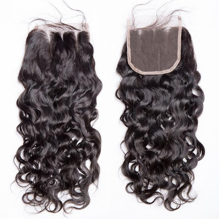 3 Pcs Brazilian Water Wave Human Hair Bundles With Lace Closure Wet And  Wavy Virgin Brazilian Hair – VolysVirgo