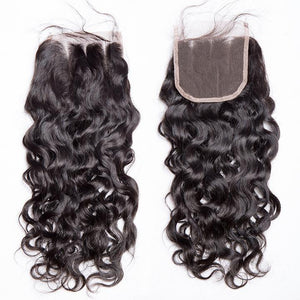 Volys Virgo 10-28Wet And Wavy Malaysian Virgin Hair Water Wave 4 Bundles With Lace Closure 100 Human Hair-water wave lace closure