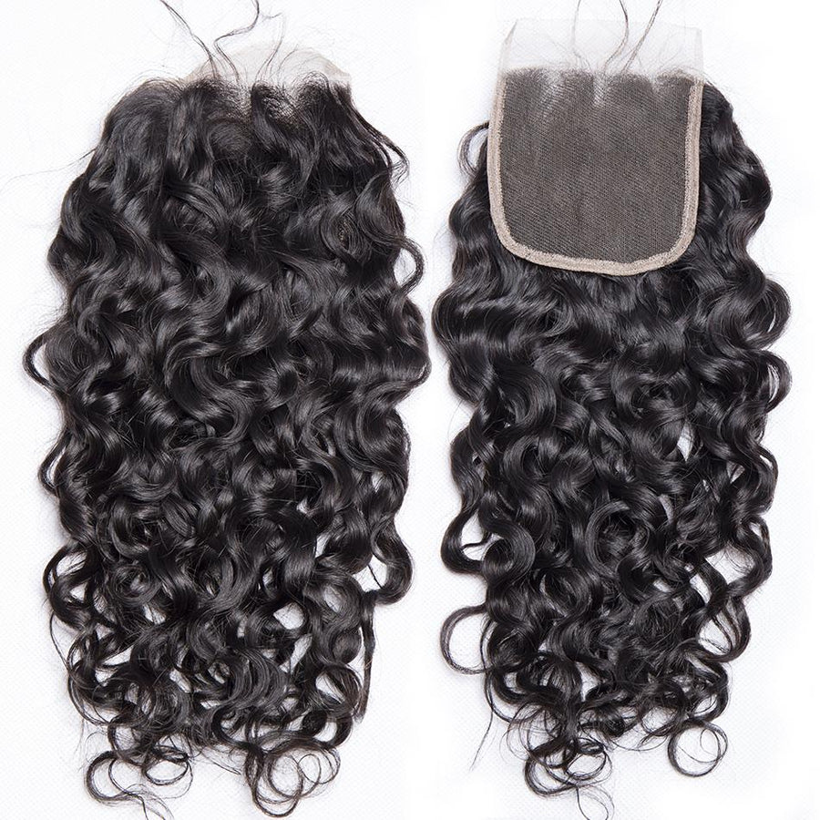 Volys Virgo Unprocessed Virgin Peruvian Water Wave Human Hair 3 Bundles With 4x4 Lace Closure-closure