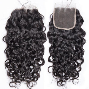 Volys Virgo 4 Bundles Peruvian Water Wave Virgin Hair With 4x4 Lace Closure Human Hair Extensions-lace closure