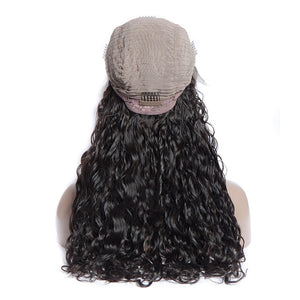 Virgo Hair 180 Density Wet And Wavy Peruvian Human Hair Water Wave Lace Front Wigs With Baby Hair For Sale back cap
