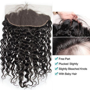 Volys Virgo Unprocessed Virgin Peruvian Water Wave Human Hair 3 Bundles With Pre Plucked Lace Frontal Closure-frontal details