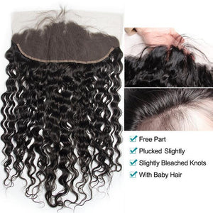 Volys Virgo Peruvian Water Weave Pre Pluck Lace Frontal Closure With 4 Bundles Wet And Wavy Virgin Human Hair-frontal baby hair show
