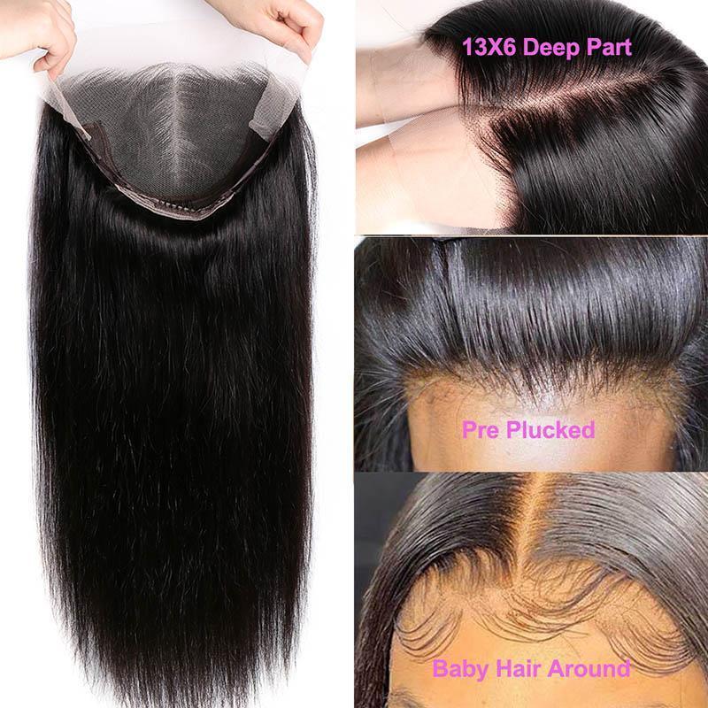 Virgo | 13x6 Transparent Lace Wigs | Human Hair Wigs Brazilian Straight Lace Front Wigs | Black Wigs