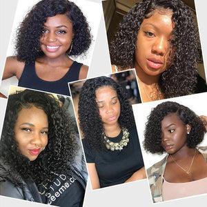 Virgo Short Bob Wigs | Brazilian Curly Remy Human Hair Lace Front Wigs For Sale