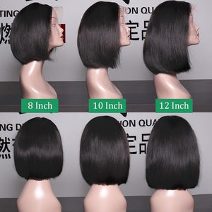 Virgo Hair Lace Front Human Hair Wigs For Black Women Indian Remy Hair 8-14 Straight Short BOB Wig