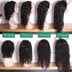 150 Density Natural Virgin Peruvian Water Wave Human Hair Lace Front Wigs For Black Women length show